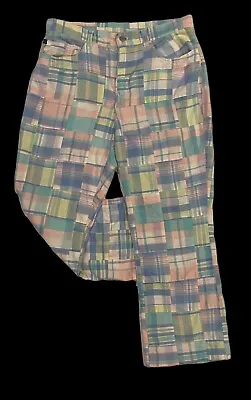 Ralph Lauren Black Label Capri Pants Patchwork Madras Plaid Sport Womens 8 EUC • $29.20