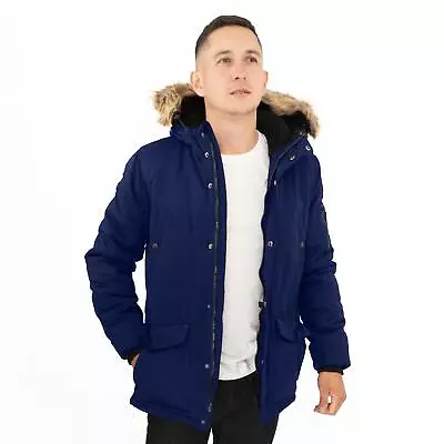 NEXT Mens Heavy Weight Fur Hood Parka Padded Winter Coat Jacket Shower Resist • £33.96