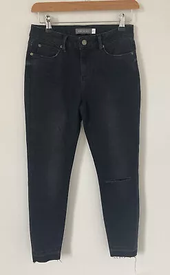 Mint Velvet Women Jeans UK 10 Reg Black Distressed Slim Skinny Fit W28 L27 Black • $6.30