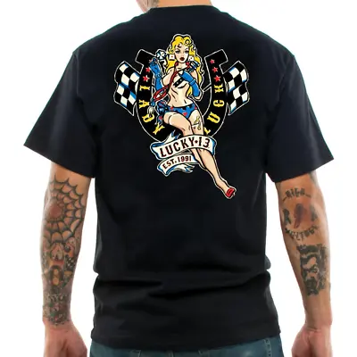 $25.90 • Buy Lucky 13 Lady Luck Pin Up Men's T-Shirt Kustom Kulture Rockabilly Retro