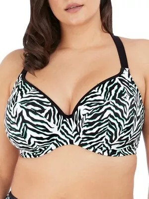 Elomi BLACK Zulu Rhythm Underwire Plunge Bikini Swim Top US 36H UK 36FF • $43.20