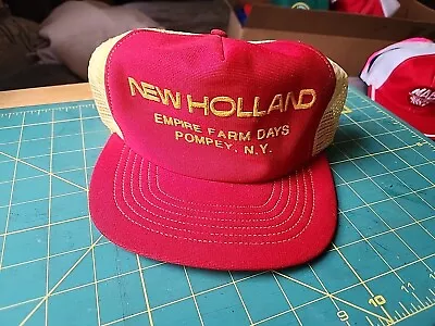 Vintage Trucker Hat NEW HOLLAND TRACTOR Empire Farm Days Pompey NY Fair Shape • $30.17