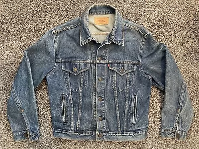 Vintage Levi Denim Jacket Size 42 Jean Trucker 70506-0216 Red Tab Made In USA • $75