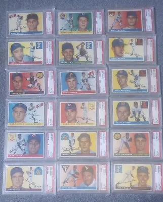 1955 Topps Lot Of 18 PSA 6 Baseball Cards A Great Start To Graded Set  • $550