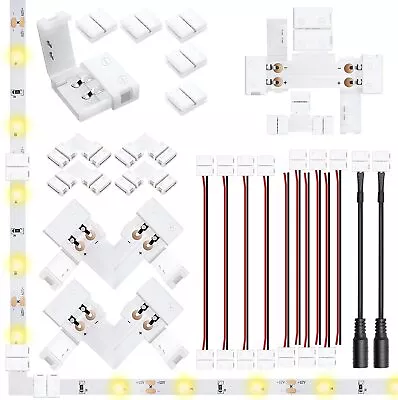 2 Pin LED Strip Light Connector Kit 10mm Solderless Adapter Connectors LED ... • $22.10