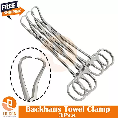 3Pcs Backhaus Towel Clamp Forceps Dental Surgical Veterinary Tissue Grasping • $14.81