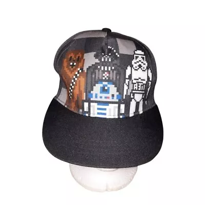 Star Wars Snapback Hat Cap Chewy Darth Vader Storm Trooper R2D2 Pixelated Gray • $15