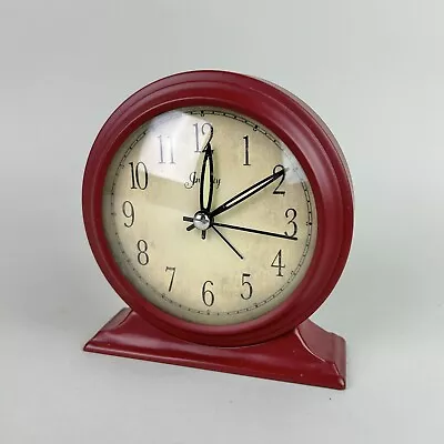 Vintage Red Infinity Wind Up Battery Alarm Clock Tested Bedside Mantle • $12.35