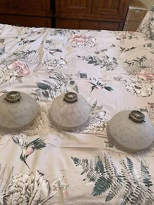 £27.99 • Buy 3 X Art Deco Style Mottled Glass Light Shade Glass Beads C/w Gallery Retro