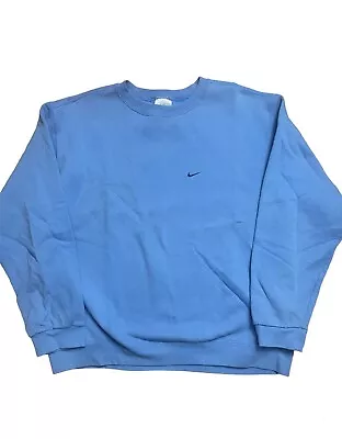 Vintage Y2K Nike Mini Swoosh Crewneck Sweatshirt Silver Tag Blue Size XL • $40