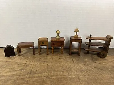 8 Piece Vintage Wooden Dollhouse Furniture Tea Cart -Estate Sale Find • $24.99