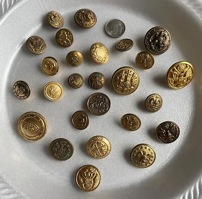 Lot Of Antique And Vintage Metal Military And Armorial  Buttons Uniform Crest • $20