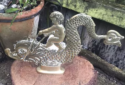 Antique Italian Venetian Brass Gondola Ornament Putti Cherub Fish Sprite Dolphin • $369.59