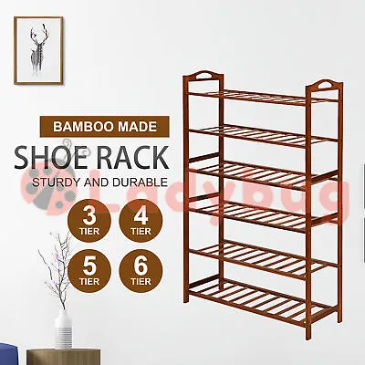 $20.65 • Buy Bamboo Shoe Rack Cabinet Storage Organizer Wooden Shelf Stand Shelves