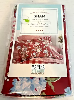 Vintage Martha Stewart Standard Pillow Sham Red Floral NIP Mix & Match Collectio • $18