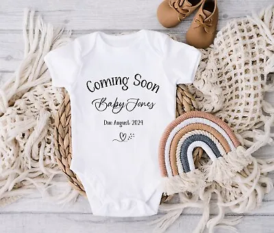 Personalised Baby Announcement Vest. Due Date Pregnancy Announcement. • £6.99