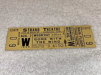 GONE WITH THE WIND 1968 VINTAGE UNUSED THEATER TICKET Clark Gable Tickets USA Ye • $17.98