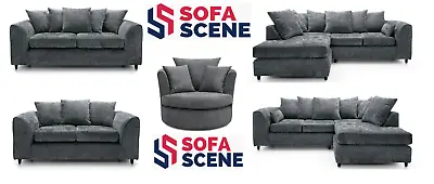 £399 • Buy Chenille Fabric 3 2 Seater Corner Sofa All Grey Swivel Chair Armchair Soft Suite