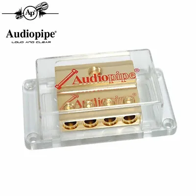 Audiopipe 1 To 4 Power Distribution Block 24kt Gold 1/0 Ga In 4 Ga Out PB-1044 • $17.95