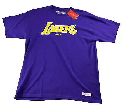 Los Angeles Lakers Shirt Mens XL Mitchell & Ness Purple Logo Hardwood Classics • $24.99