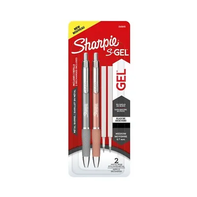 Sharpie S-Gel Stylo Pens -Metal Barrel - Pack Of 2 Pens + 2 Refills ( Black Ink) • £5.99