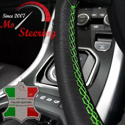 For Dodge Magnum 05-08 Black Leather Steering Wheel Cover Green Stit • $48.96