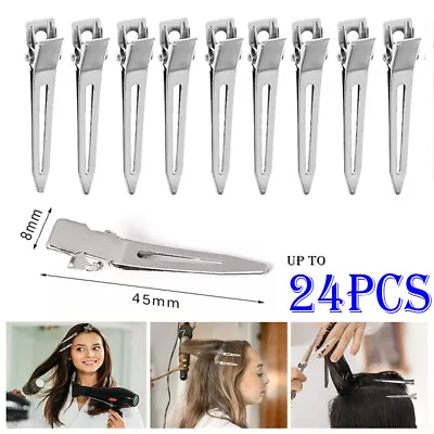 £4.48 • Buy 24X Hairdressing Hair Clip Single Hole Pin Curl Setting Section Duckbill Hairpin