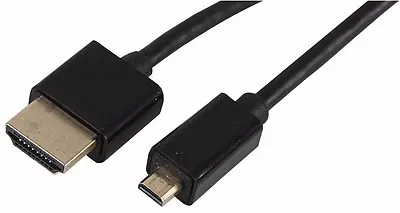 Super Slim 0.75m Micro HDMI To HDMI Cable Lead HDMI A To D - Thin Cable • £5.98