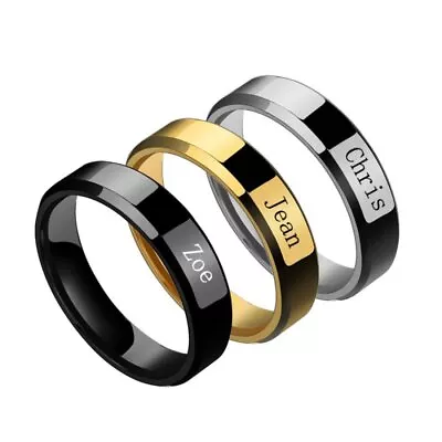 Personalized Stainless Steel Custom Ring Wedding Promise Best Gift For Women Men • £2.58