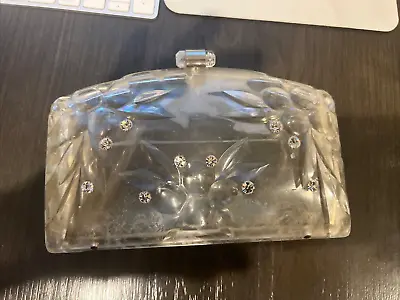 Vintage Clear Lucite Clutch Purse Rhinestones Accents • $29.97