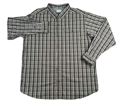 COLUMBIA Mens Button Up 2XL XXL Omni Wick Long Sleeve Vented Casual Adult Brown • $7