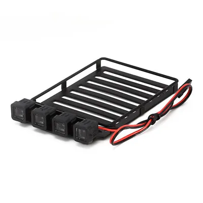 INJORA Roof Rack Luggage Carrier W/ Spotlights For 1/24 SCX24 Jeep Wrangler JLU • $19.92