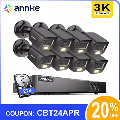 ANNKE 5MP 8CH 16CH DVR Security Camera System Color Night Vision Outdoor IP66 • $341.99