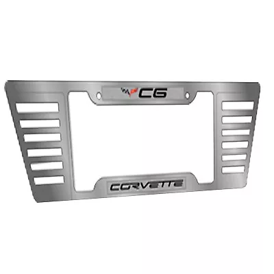 OEM GM Corvette 2005-13 Silver License Plate Surround Frame With C6 Flags Emblem • $114.95