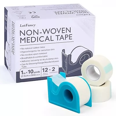 12x Medical Surgical Tape Skin Paper Tapes Wound Wrap 1''x10Yds With Dispensers • $11.39