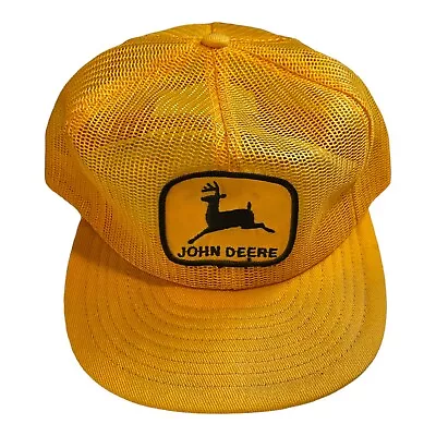 VTG John Deere Yellow & Black Snapback Trucker All Mesh Patch Hat Cap Louisville • $158.17