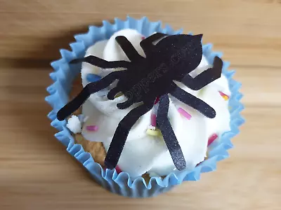 12 X EDIBLE LARGE HALLOWEEN SPIDER CUPCAKE CAKE TOPPER DECORATIONS WAFER • £3.30