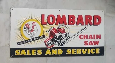 Rare Vintage Lombard Chainsaw - 1950s Heavy Porcelain Enamel Sign  • $250