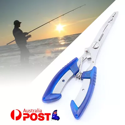$9.13 • Buy Blue Stainless Steel Fishing Pliers Hook Remover Line Cutter Split Ring Gripper