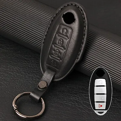 Genuine Leather Car Remote Smart Key Fob Cover Case Holder For Nissan Rogue 4BTN • $10.92