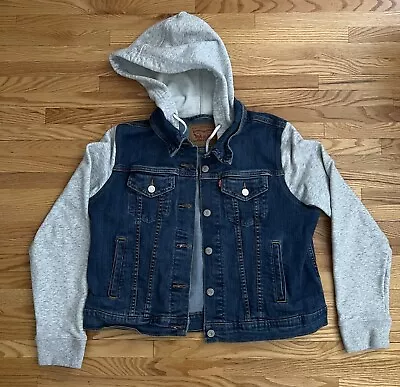 Levis Classic Trucker Denim Hoodie Sweatshirt Jacket Junior Size XLarge • $20