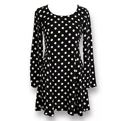 Vintage 90s Betsey Johnson Womens Dress Sz M Black Cream Polka Dot Mini Punk • $148