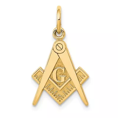 Real 10kt Yellow Gold Polished And Textured Masonic Symbol Charm • $85.89