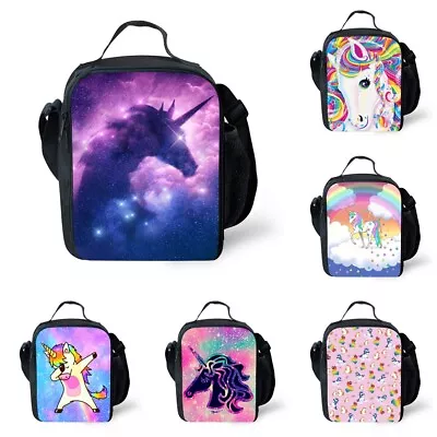 Unicorn Rainbow Horse Lunch Bag Insulated Student Snack Picnic Box Kids Gifts • £10.79