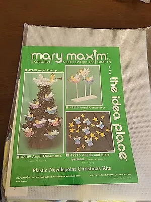 Vintage Mary Maxim Plastic Canvas Christmas Kit Angels & Stars Garland 6 Ft NEW  • $12.99