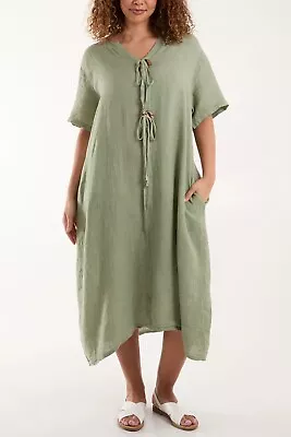 SIZE8-16 Linen Dress Italian Women Dress Italian Lagenlook Comfy Ladies Dress • £19.95