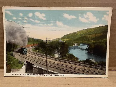 1922 Postcard N.Y.C.R.R. New York Railroad Mohawk River Little Falls New York • $10