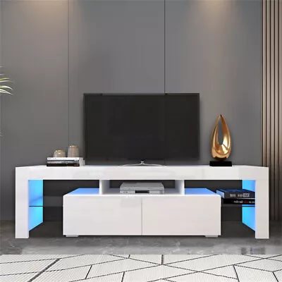 Modern TV Stand With LED RGB Lights Flat Screen TV Cabinet  For TVs Up To 70  • $215.99