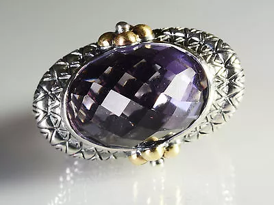 🦋 Barbara Bixby Sterling Silver 18k Gold East/West Amethyst Ring 7 • $179.97