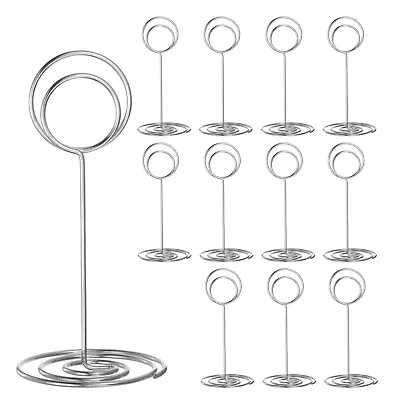 12pcs Table Number Holders 85mm Tall 40mm Base Width Round Silver Tone • £8.13